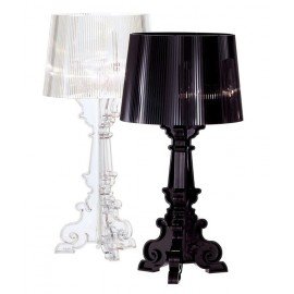 Bourgie table lamp Kartell transparent color side view in living room