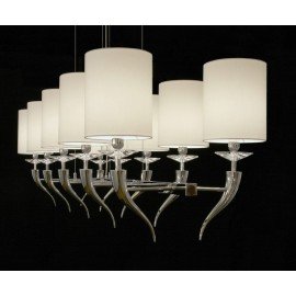 Loving arms rectangular Chandelier Ilfari white color 10 bulbs front view