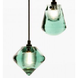 Pressed Glass in color pendant lamp Tom Dixon blue color front view