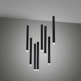 Shooting Star LED pendant or ceiling lamp Lumiven black color 8 lights front view