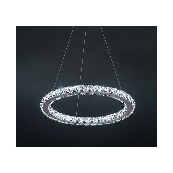Circle crystal LED Pendant lamp 1 ring Swarovski natural color front view