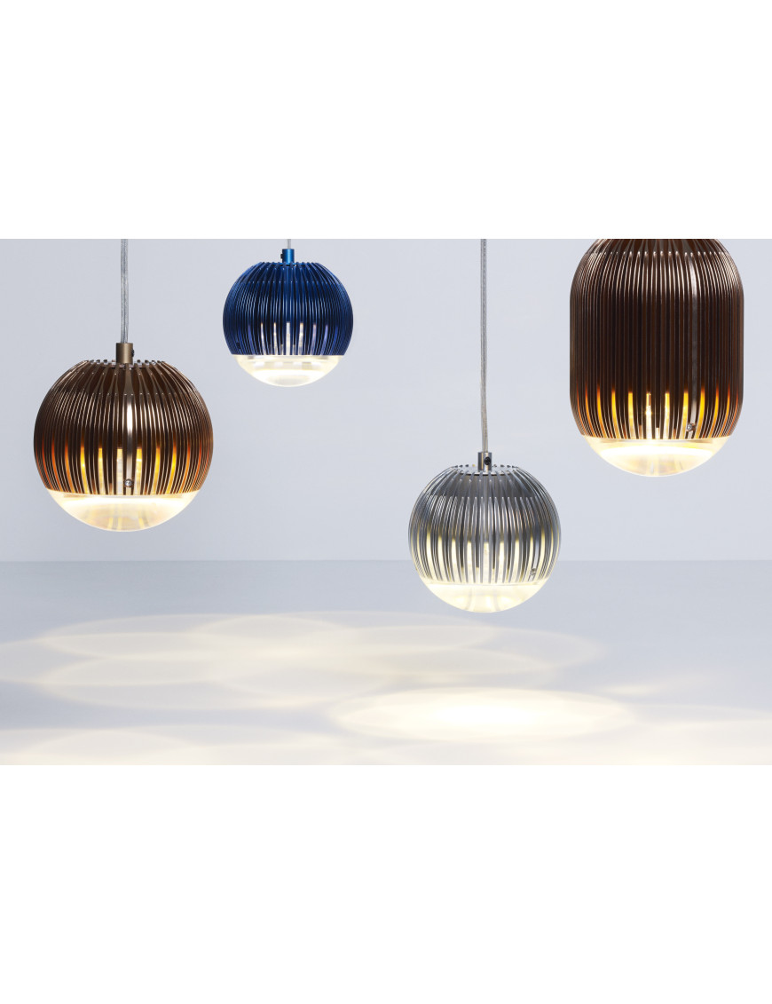 Fin Obround LED pendant lamp Tom Dixon copper color / blue color / argent color back view