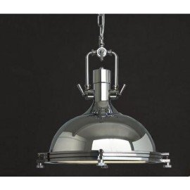 Country industrial pendant lamp chrome color front view