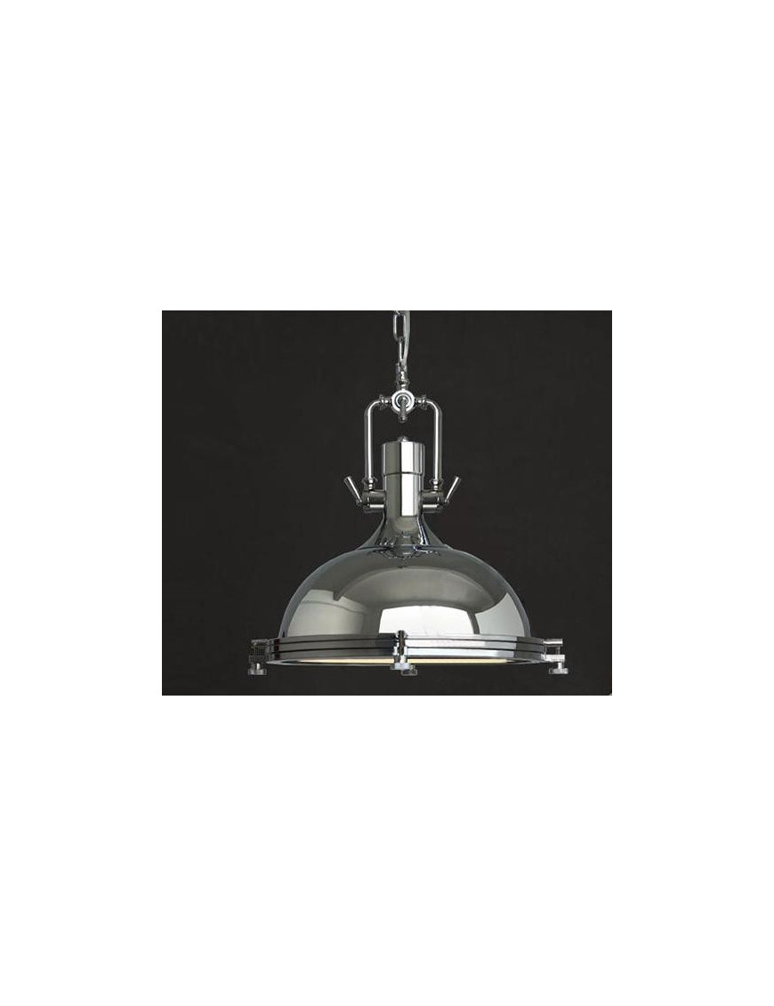 Country industrial pendant lamp chrome color front view Country industrial pendant lamp chrome color front view