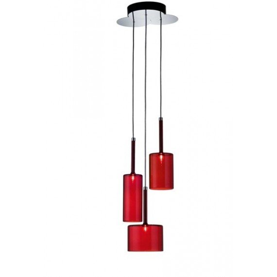 Spillray pendant lamp 3 lights Axo red color front view