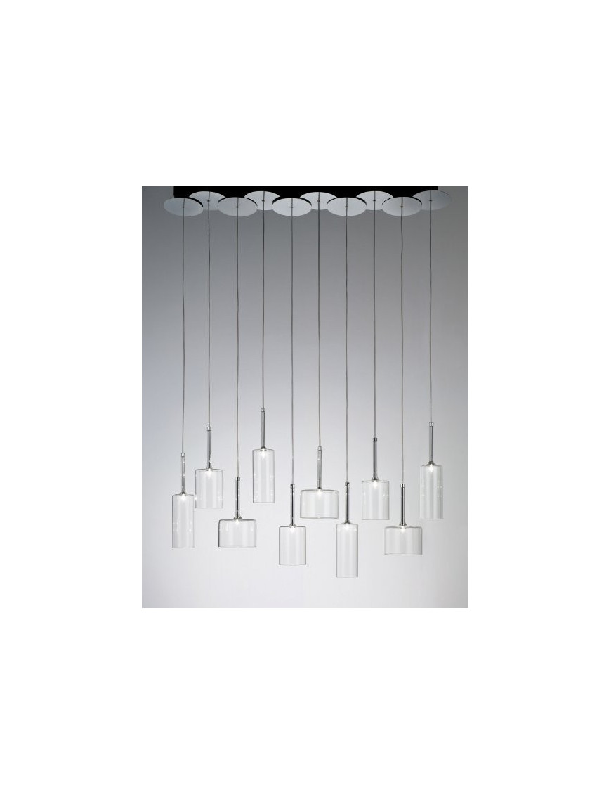Spillray pendant lamp 10 lights Axo white color front view Spillray pendant lamp 10 lights Axo white color front view