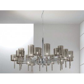 Spillray chandelier 20 lights round Axo smoke color front view