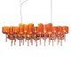 Spillray chandelier 26 lights rectangular Axo orange color front view