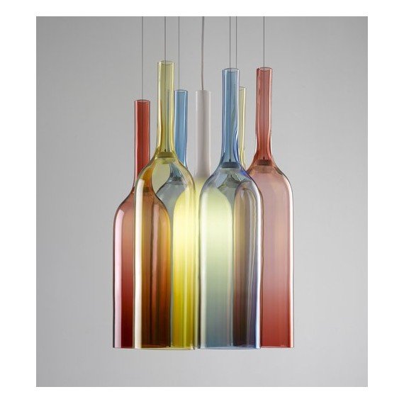 Jar RGB pendant lamp Lasvit white/blue/red/yellow color 7 bottles front view