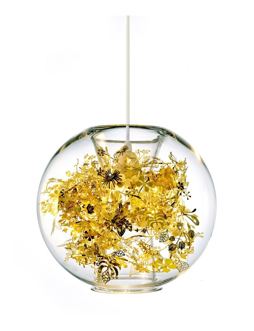 Tangle Globe pendant lamp Ingo Maurer gold color front view