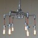 Industrial Iron Pipe pendant lamp 4 bulbs silver color front view