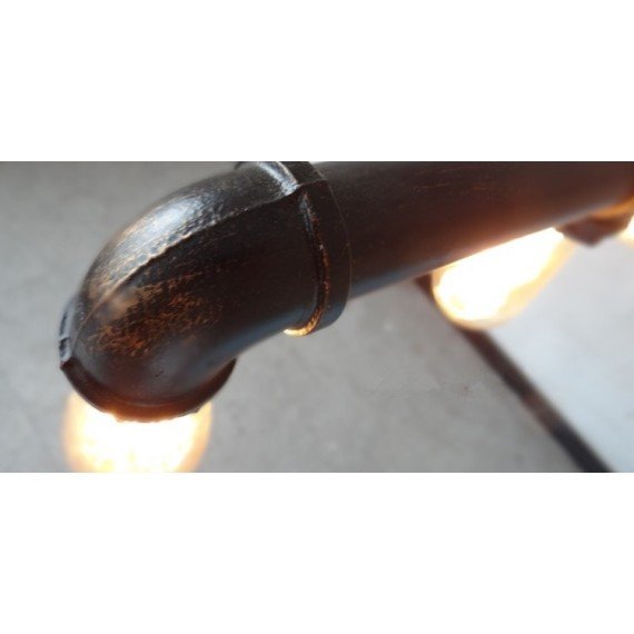 Industrial Iron Pipe pendant lamp Straight row black color with detail