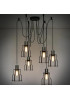 Cage Industrial light Chandelier with Edison bulbs Pottery Barn black color 6 lights front view