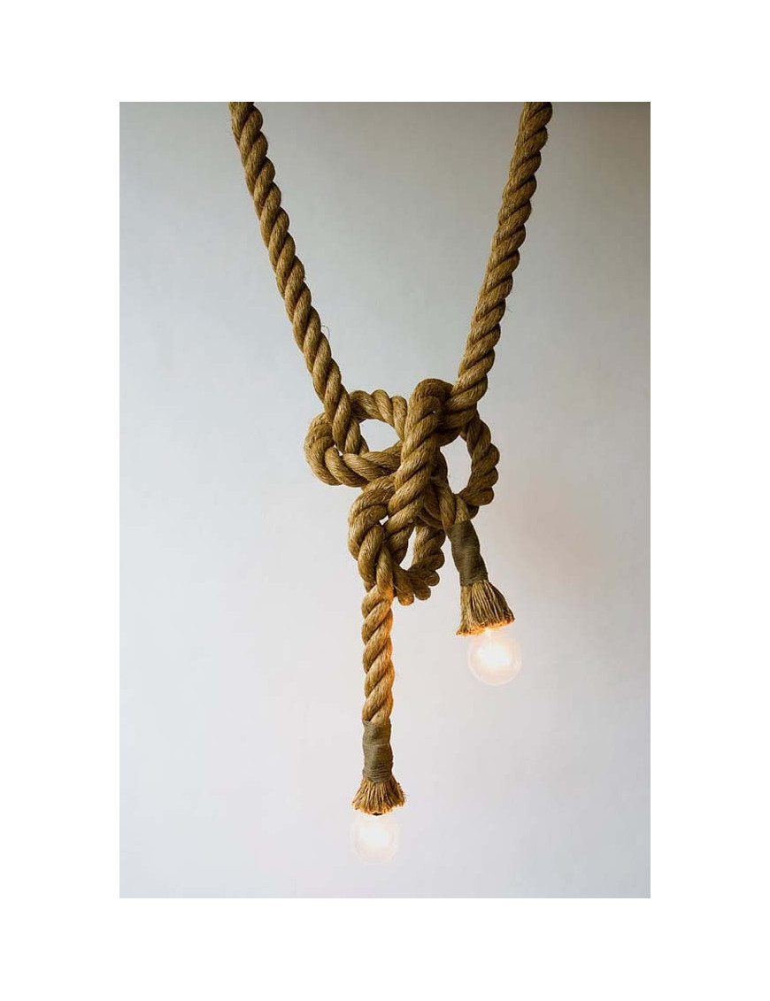 Manila rope flax pendant lamp Pottery Barn natural color 2 lights front view Manila rope flax pendant lamp Pottery Barn natural color 2 lights front view