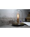 Bell Jar wood table lamp with edison bulb