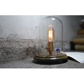 Bell Jar wood table lamp with edison bulb Blu Dot natural color front view