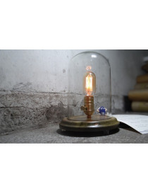 Bell Jar wood table lamp with edison bulb Blu Dot natural color front view