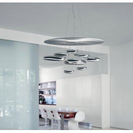 Mercury ceiling lamp Artemide chromium color Diam 110cm side view