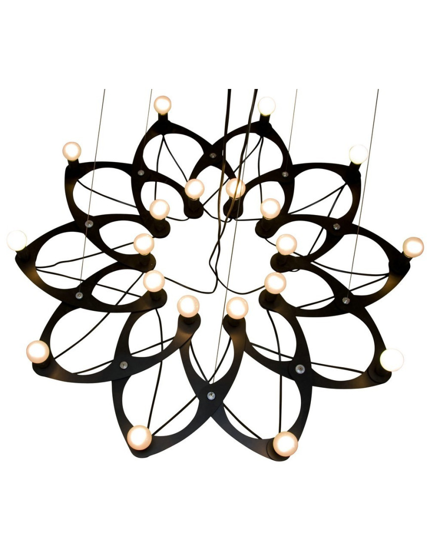 Ornametrica chandelier pendant lamp black color front view Ornametrica chandelier pendant lamp black color front view
