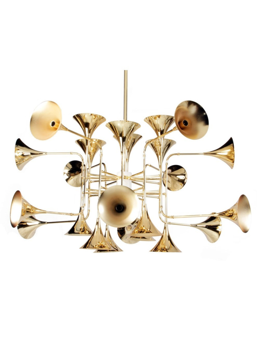 Botti pendant lamp gold color 24 bulbs front view Botti pendant lamp gold color 24 bulbs front view