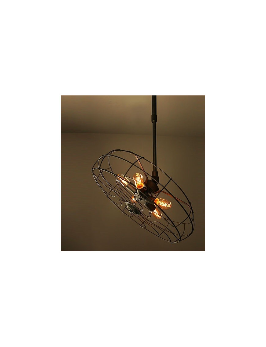 Industrial Retro Edison fan pendant lamp black color front view