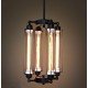 Industrial Vintage Edison 4 tube filament bulbs pendant lamp vertical black color front view