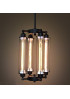 Industrial Vintage Edison 4 tube filament bulbs pendant lamp vertical black color front view