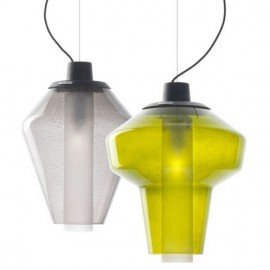 Metal glass pendant lamp Diesel with Foscarini transparent color / green color Model A / Model B front view