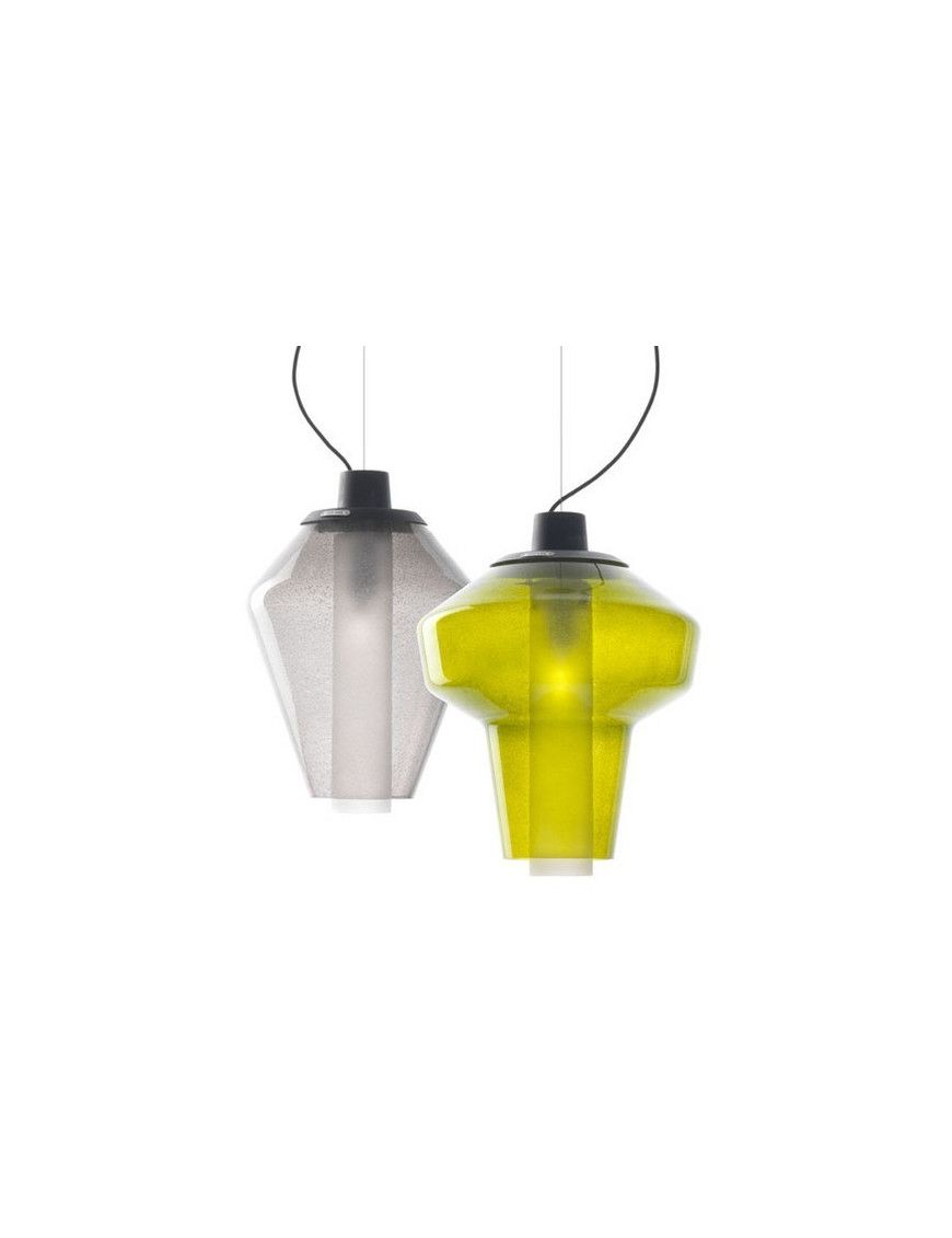 Metal glass pendant lamp Diesel with Foscarini transparent color / green color Model A / Model B front view Metal glass pendant lamp Diesel with Foscarini transparent color / green color Model A / Model B front view