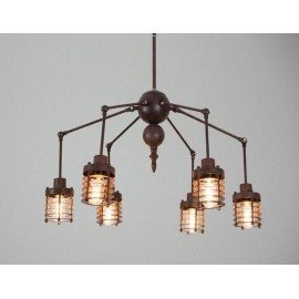 Industrial Vintage Spider chandelier pendant lamp Artek rusty color front view