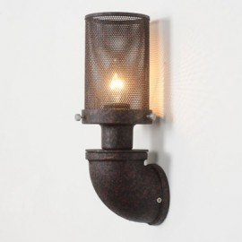 Industrial Iron Net Pipe wall lamp Dezignlover bronze color front view