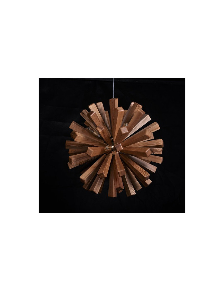 Firework wooden pendant lamp coffee color side view