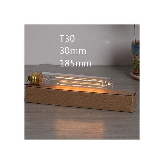 Edison Filament Light tube Bulb T30 L185mm with detail