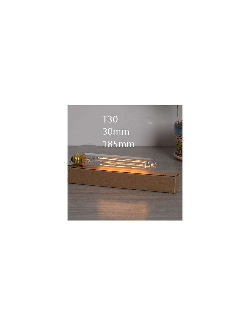 Edison Filament Light tube Bulb T30 L185mm with detail