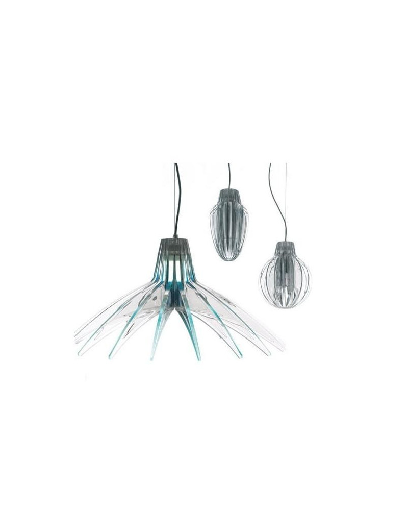 Agave pendant lamp Luceplan blue color Diam 70cm / transparent color Diam 17cm / 26cm