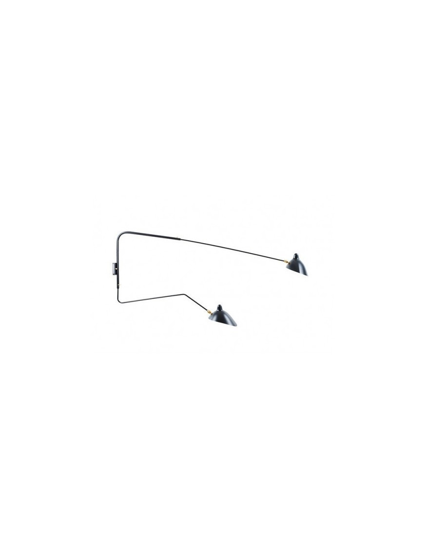 Serge Mouille MCL 2 arms rotating wall lamp Serge Mouille black color side view Serge Mouille MCL 2 arms rotating wall lamp Serge Mouille black color side view