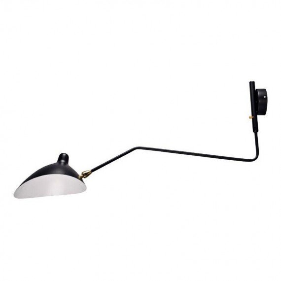 Serge Mouille MCL 1 arm rotating wall lamp Mouille black color front view