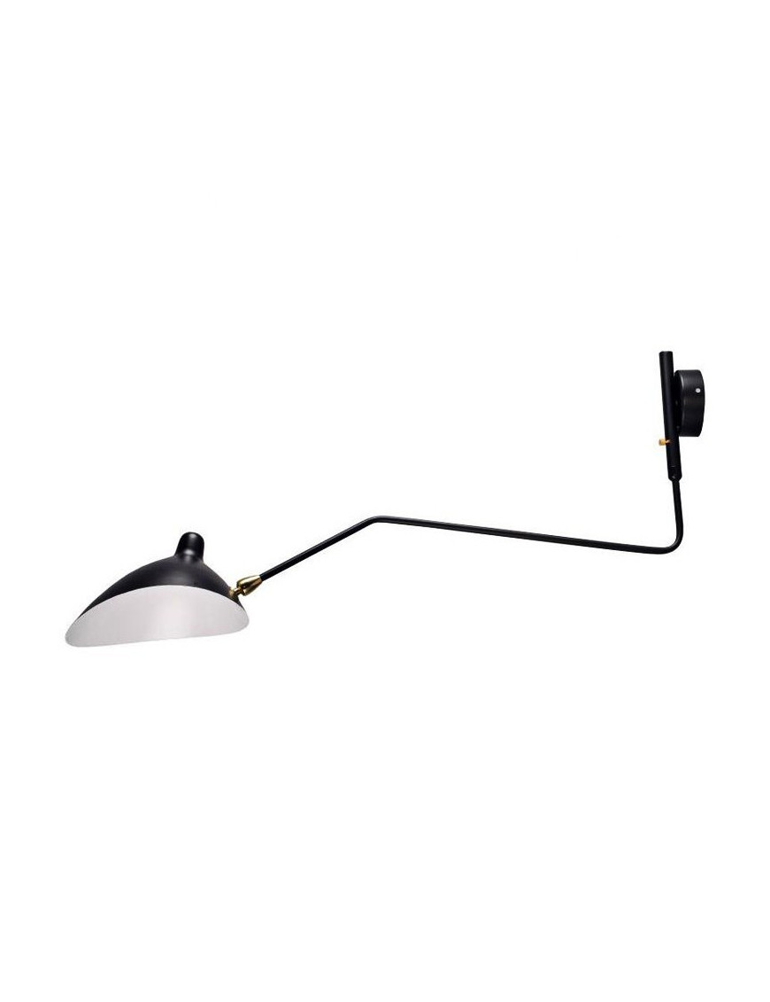 Serge Mouille MCL 1 arm rotating wall lamp Mouille black color front view