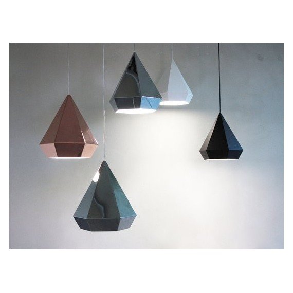 Diamond pendant lamp Sebastian Scherer black color / white color / chrome color / copper color side view