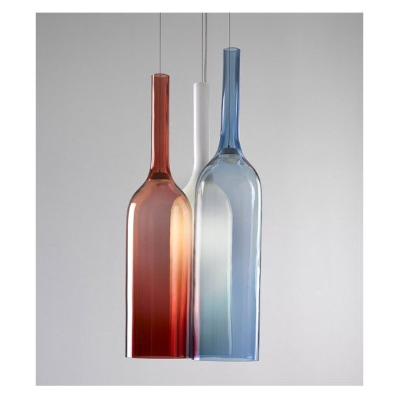 Jar RGB pendant lamp Lasvit white/blue/red color 3 bottles front view
