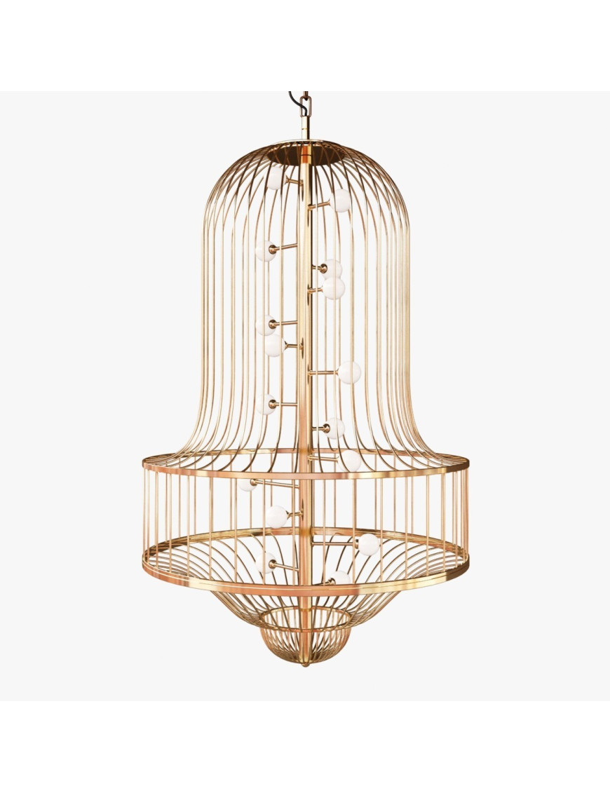LUCIOLA design chandelier Driade gold color L front view LUCIOLA design chandelier Driade gold color L front view