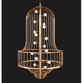 LUCIOLA chandelier Driade gold color S front view