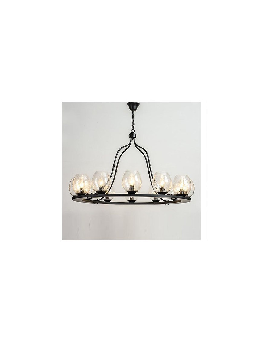 Industrial nordic style Bubble Iron Chandelier Restoration Hardware black color 12 bulbs side view