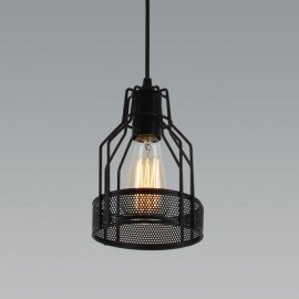 Industrial Cage 2 pendant lamp with Edison bulbs Pottery Barn black color with detail