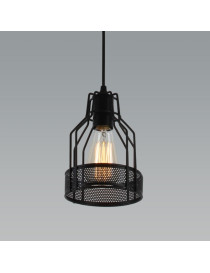 Industrial Cage 2 pendant lamp with Edison bulbs Pottery Barn black color with detail