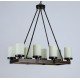 Arturo Rustic Vintage wood LED rectangular chandelier Kevin Reilly Lighting white color front view