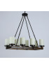 Arturo Rustic Vintage wood LED rectangular chandelier Kevin Reilly Lighting white color front view