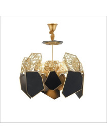 Hypnotic LED Chandelier Koket brass and black color front view