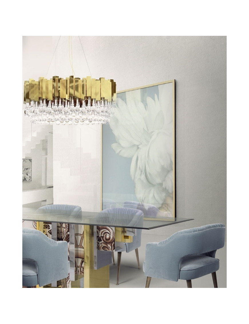 Trump suspension lamp Luxxu gold color side view